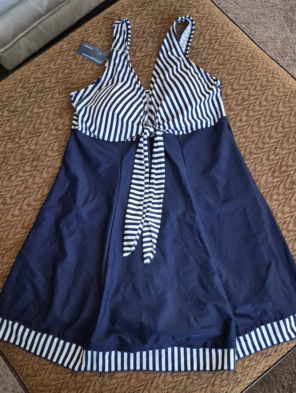 Navy & White Striped Women’s Swimdress